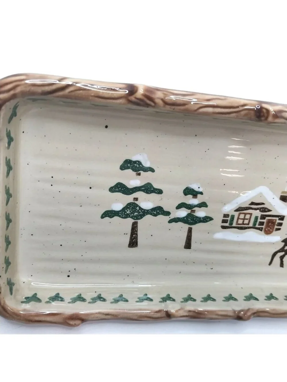 Sonoma Lodge Ceramic Serving Tray With Rustic Handles Cabin Moose 15.5